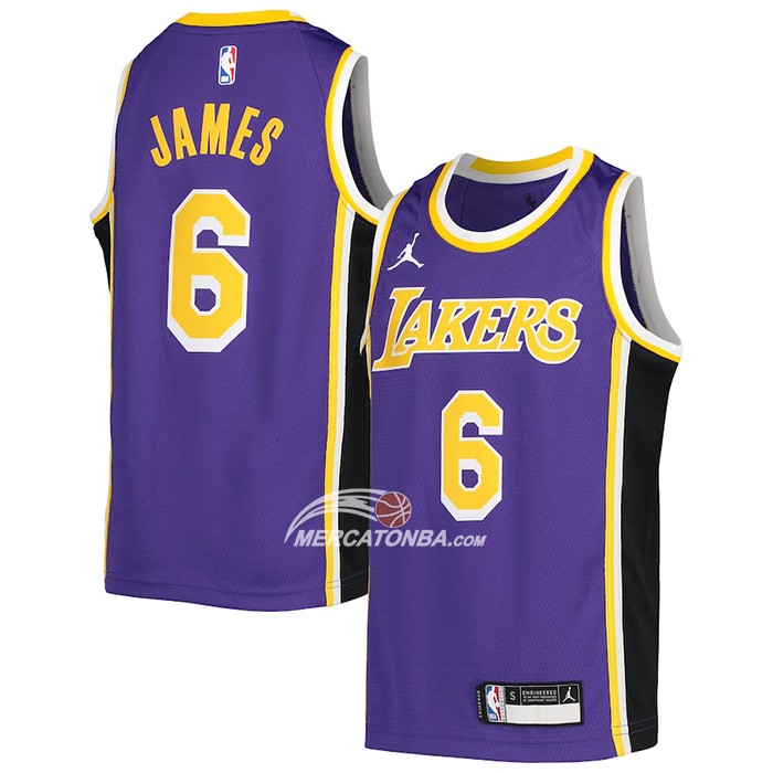 Maglia Bambino Los Angeles Lakers LeBron James NO 6 Statement Viola